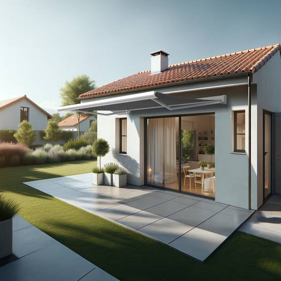 Intersun - Store banne coffre CELESTE 4,00x3,00 M (Motorisé Secours à Télécommande + LED - Blanc - Gris Graphite) - INTERSUN - Imagen 2