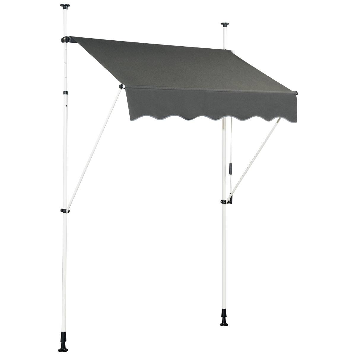 Maison Chic - Auvent Rétractable Manuel 150x125CM Hauteur Réglable 2-3M sans Perçage en Métal et Tissu pour Fenêtre Balcon ou Jardin Gris F50R - Image 1
