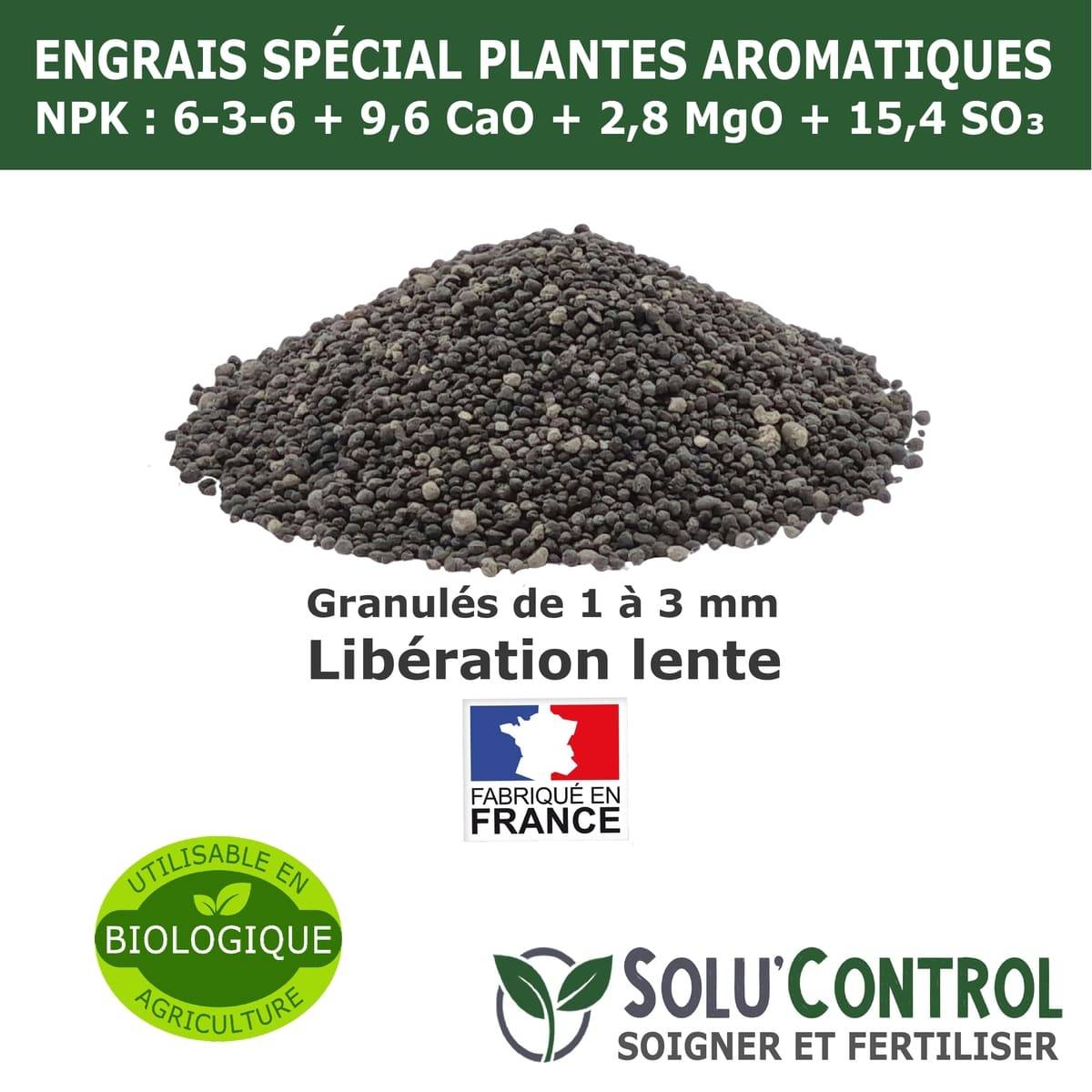 Tout pour les nuisibles - SOLU’CONTROL - 250 g - Engrais Spécial Plantes Aromatiques NPK 6-3-6 Favorise un feuillage dense, intensément parfumé et vigoureux - UAB - Image 4