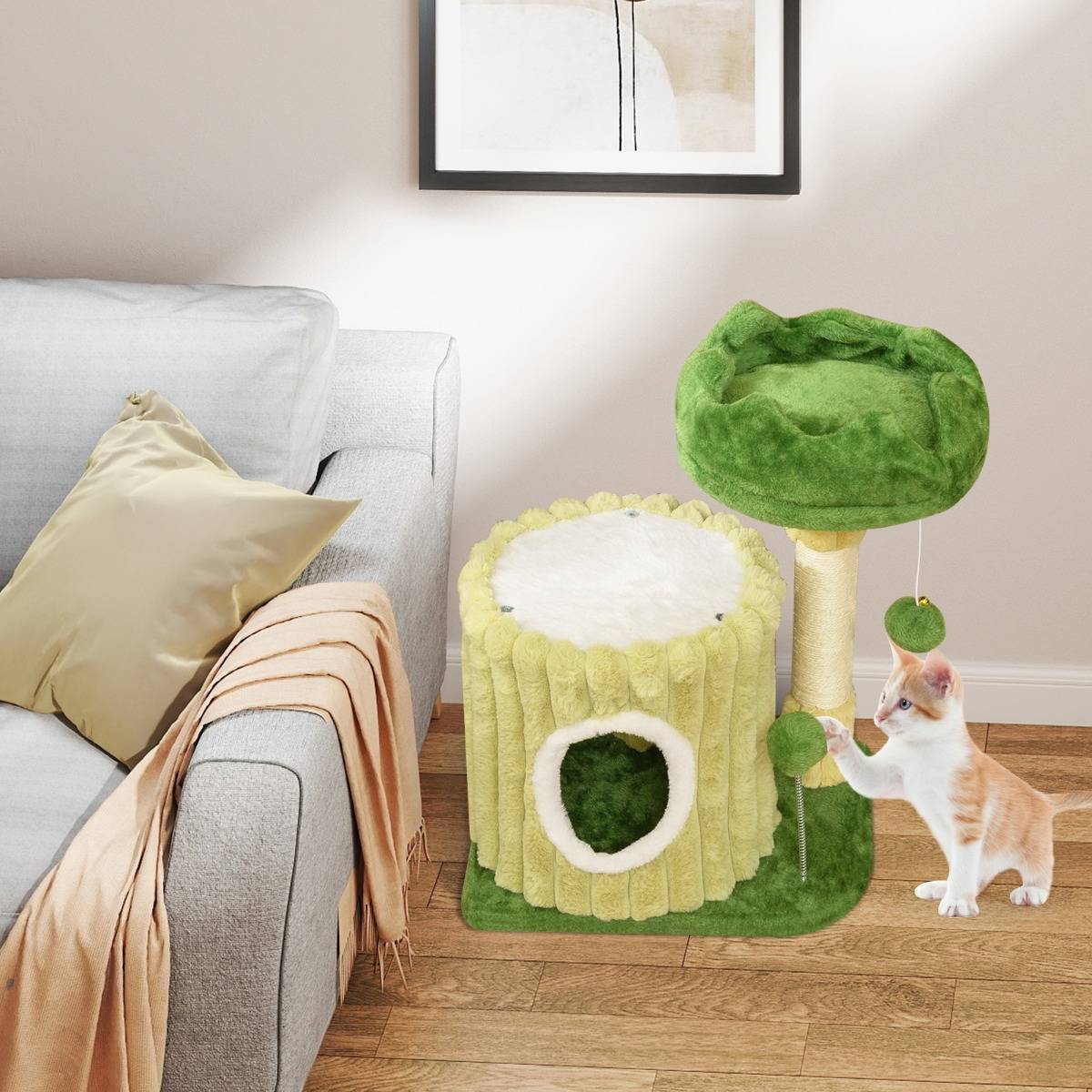Maison Chic - Arbre à Chat Mignon avec Poteaux à Gratter en Sisal Perchoir Rembourré en Peluche - Image 5