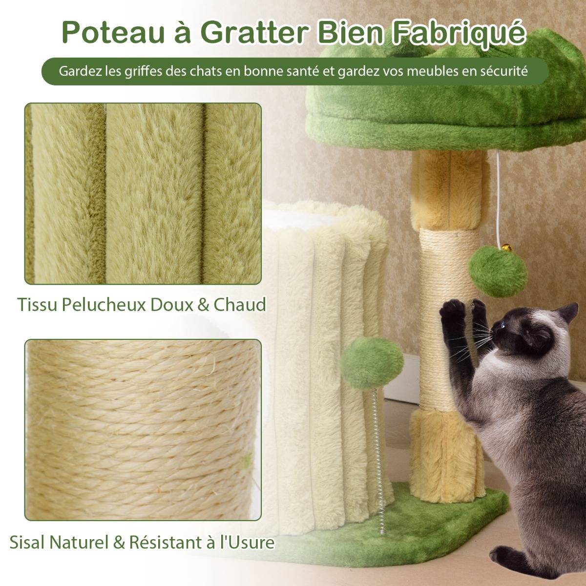 Maison Chic - Arbre à Chat Mignon avec Poteaux à Gratter en Sisal Perchoir Rembourré en Peluche - Image 6
