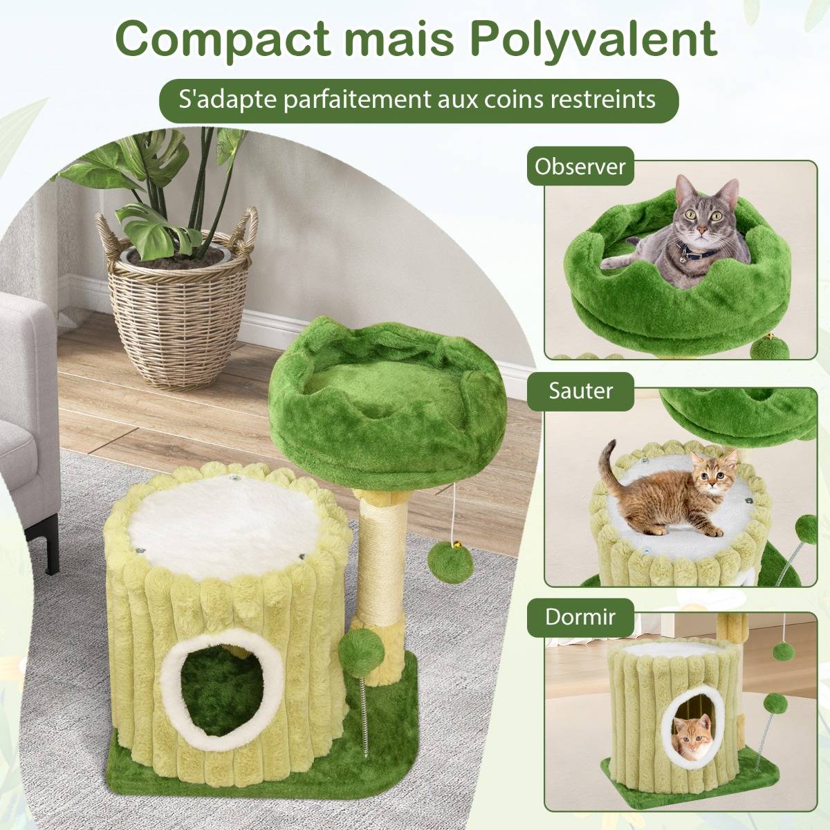 Maison Chic - Arbre à Chat Mignon avec Poteaux à Gratter en Sisal Perchoir Rembourré en Peluche - Image 7