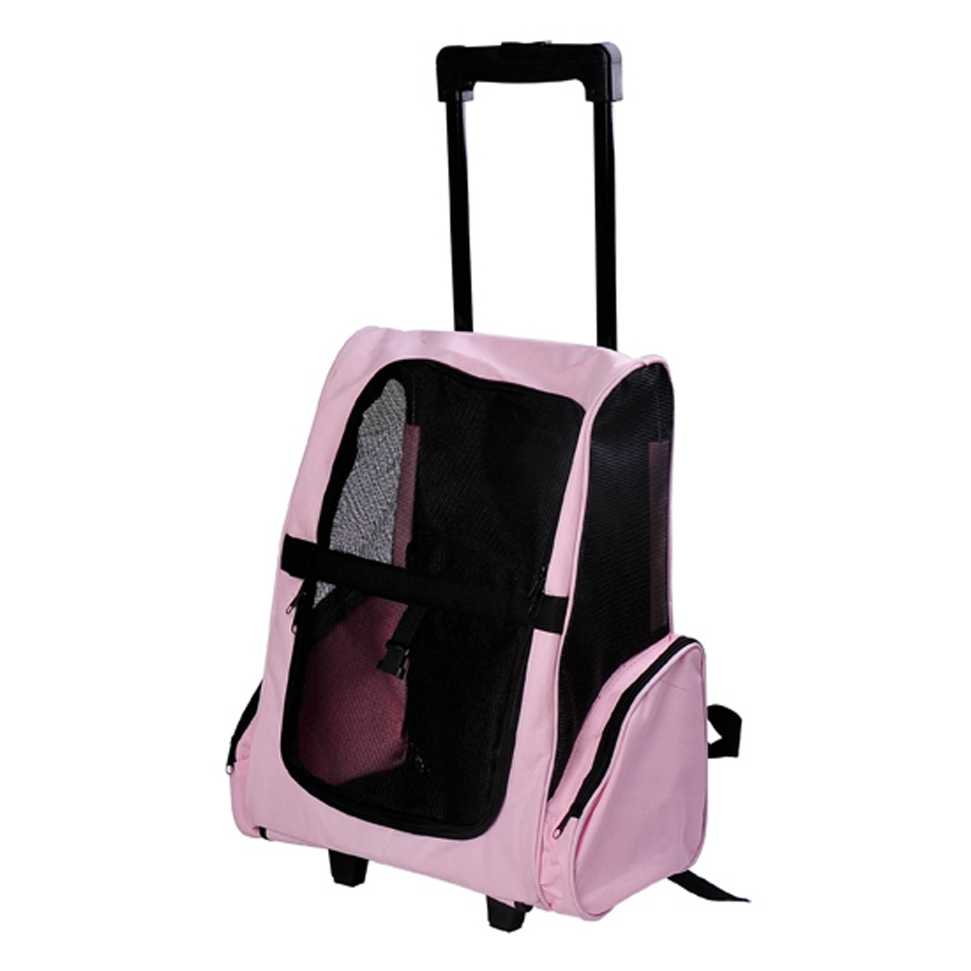 Sac à dos de transport trolley pour chien chat en métal Oxford aéré rose 55cm - ComfortXL Outdoor Living - Image 2