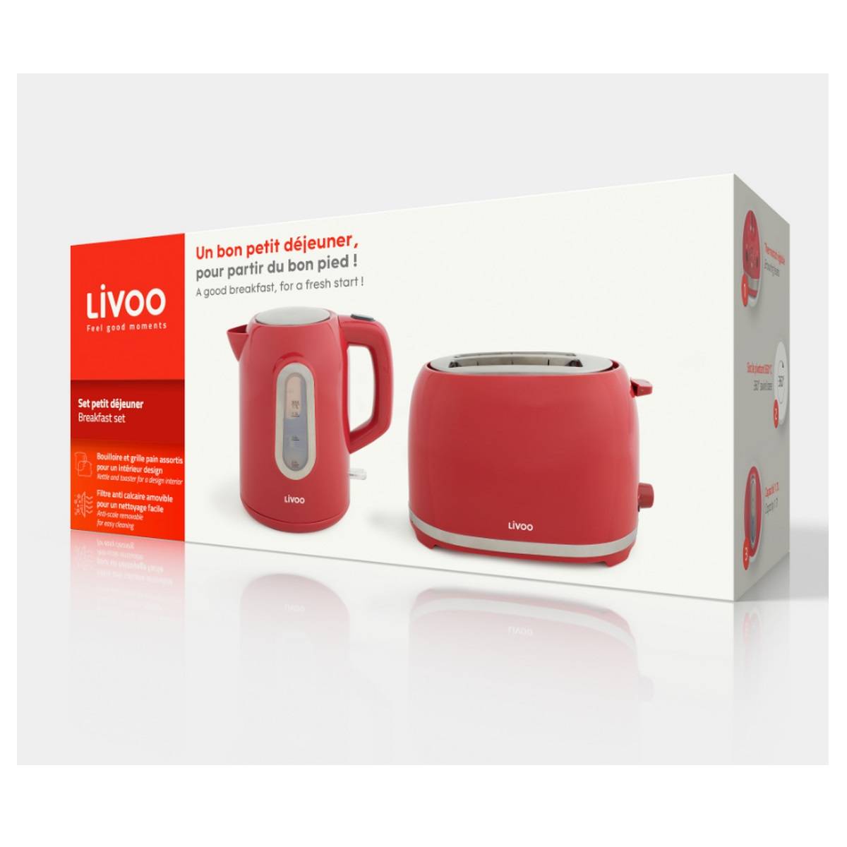 Livoo - Set petit déjeuner ELEGANCE rouge - Imagen 7