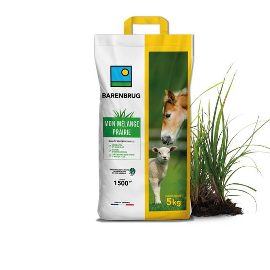 Mélange Prairie - Productif et Appétent - Rapide d'Installation - Très Bonne Pérennité - Production Alimentation pour Animaux - 5KG - BARENBRUG - Image 1