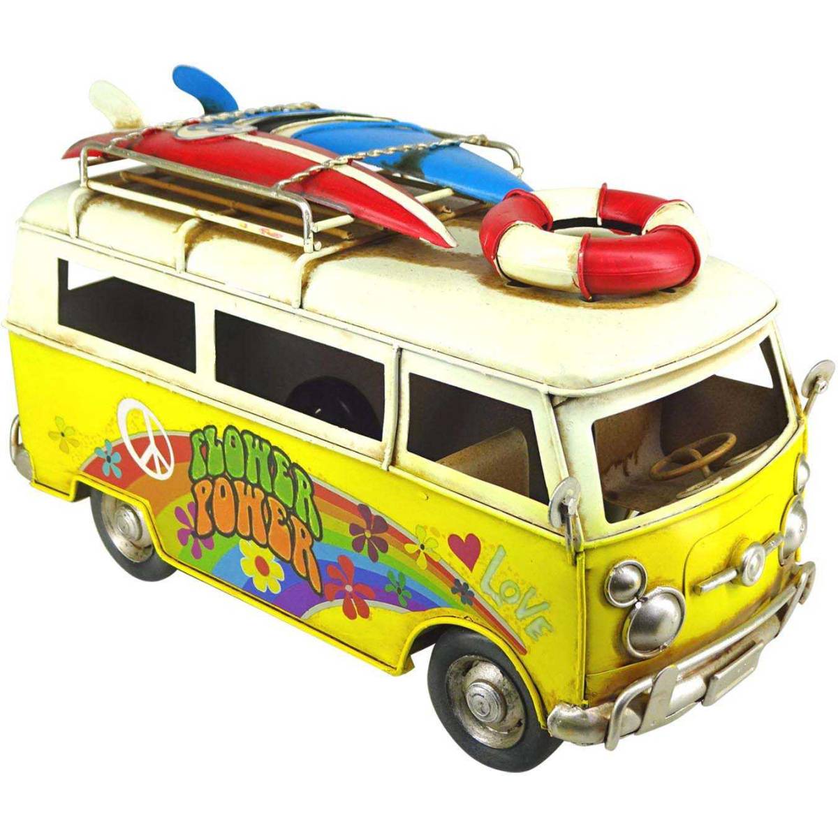Origen - Van décoratif en métal Flower power Jaune - Imagen 1
