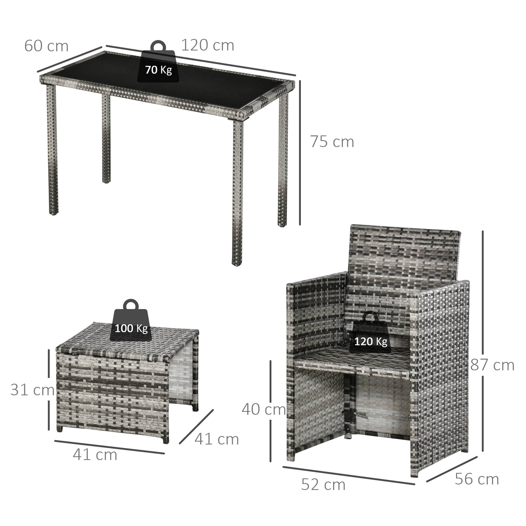 Salon de jardin 4 places résine tressée terrasse 5 pièces avec coussins Gris - ComfortXL Outdoor Living - Image 3