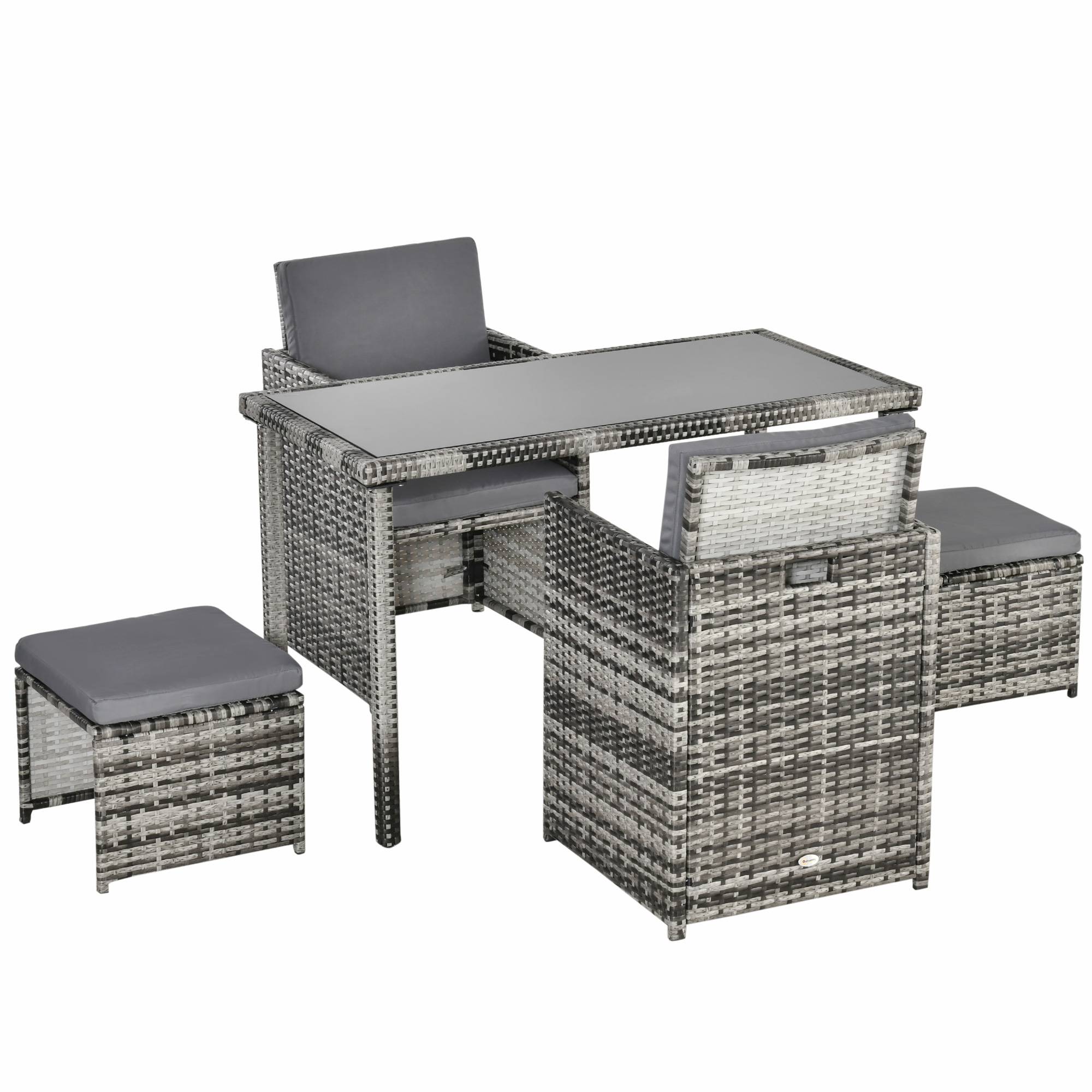 Salon de jardin 4 places résine tressée terrasse 5 pièces avec coussins Gris - ComfortXL Outdoor Living - Image 2