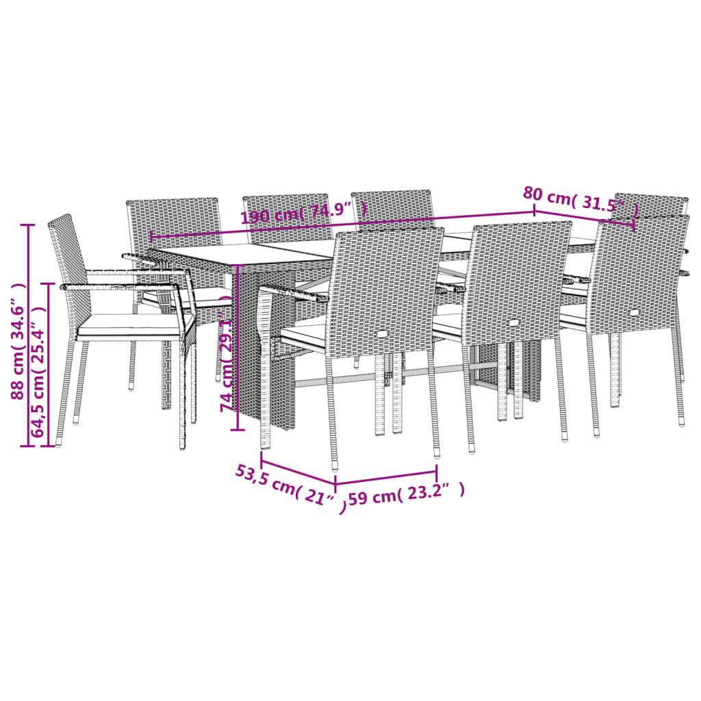 Ensemble Table et Chaises de Jardin 8 Personnes Résine Tressée Noire, Plateau Table en Bois d'Acacia 190cm – ComfortXL Outdoor Living - Image 7