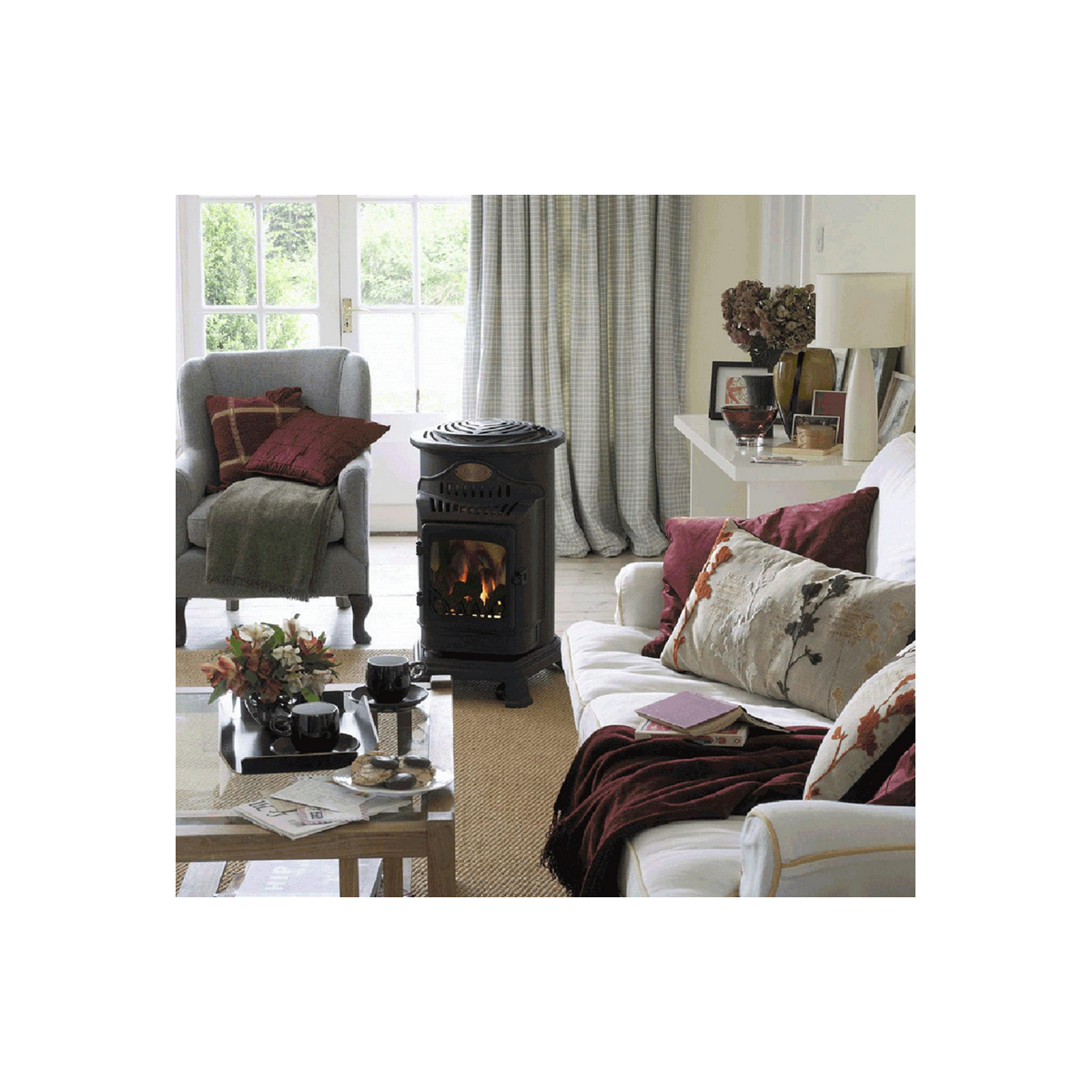 Universal - Poêle à gaz Fonte véritable 3,4KW noir Effet feu Provence UNIVERSAL - Imagen 2