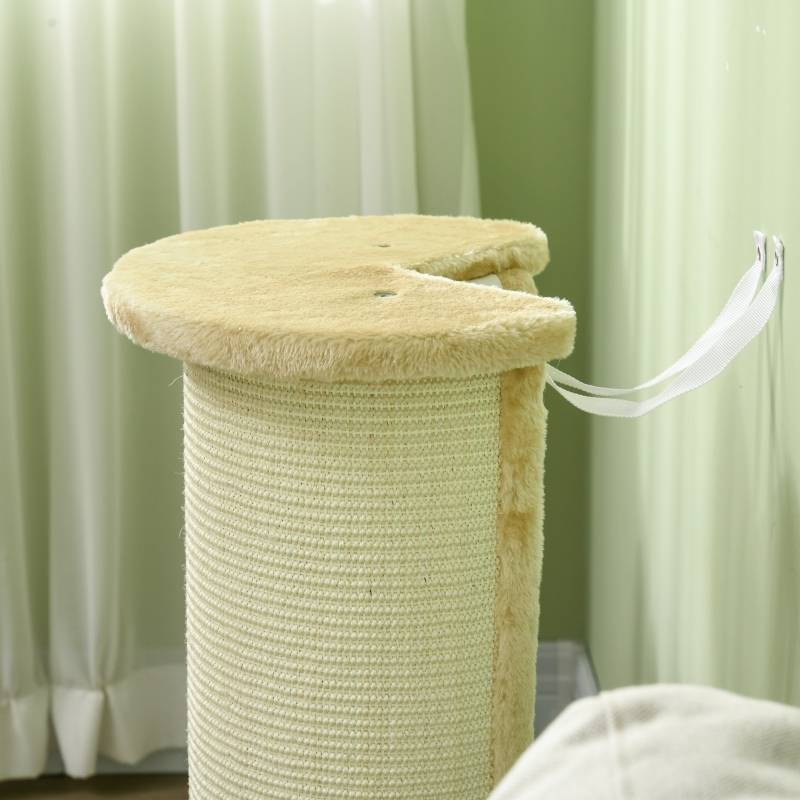 Poteau à griffer angle intérieur 35 x 35 x 85 cm bois sisal blanc crème - PANGIVO - Image 7