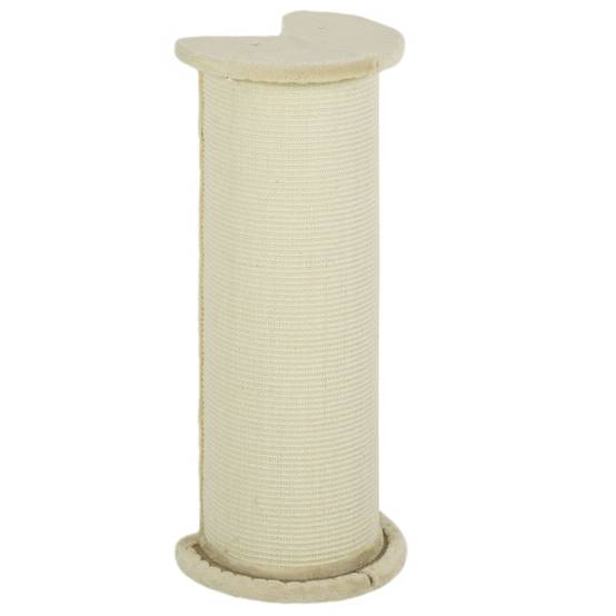 Poteau à griffer angle intérieur 35 x 35 x 85 cm bois sisal blanc crème - PANGIVO - Image 1