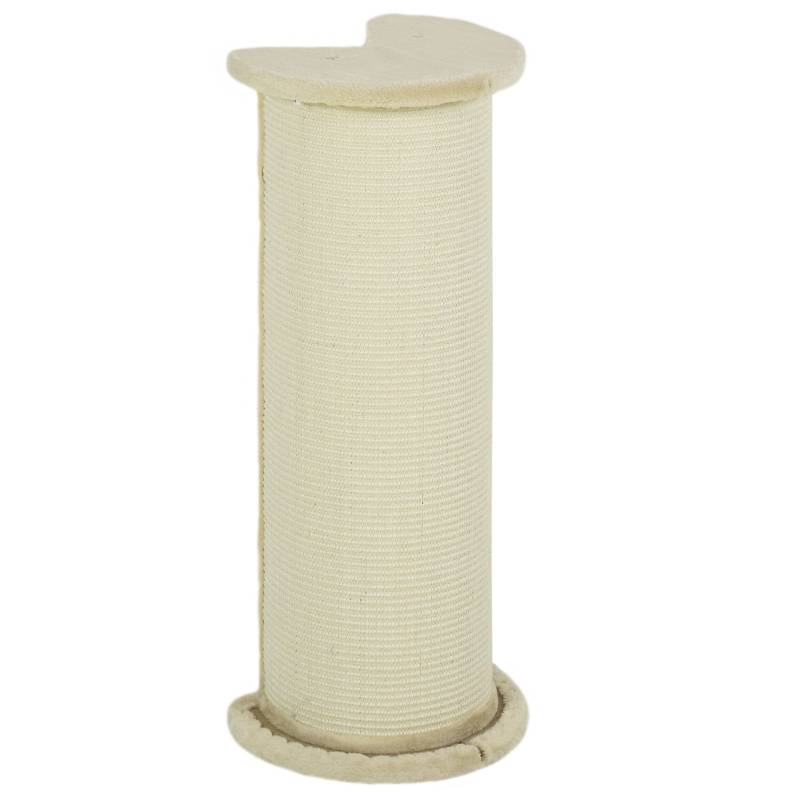 Poteau à griffer angle intérieur 35 x 35 x 85 cm bois sisal blanc crème - PANGIVO - Image 1