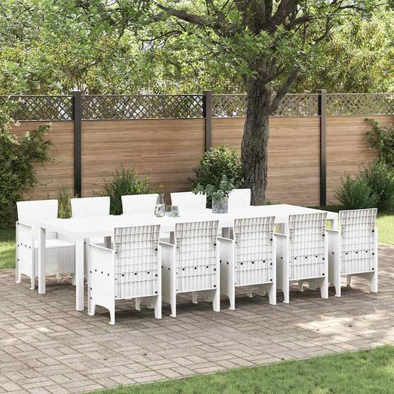 Salon de Jardin Blanc 10 Places en Résine et Acier Durable et Anti-UV pour Terrasse Moderne Blanc – ComfortXL Outdoor Living - Image 1