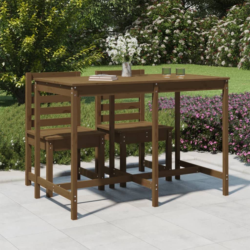 Table de jardin bois massif pin marron miel 159,5 x 82,5 x 110 cm - PANGIVO - Image 1