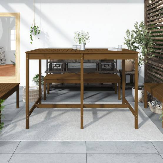Table de jardin bois massif pin marron miel 159,5 x 82,5 x 110 cm - PANGIVO - Image 3
