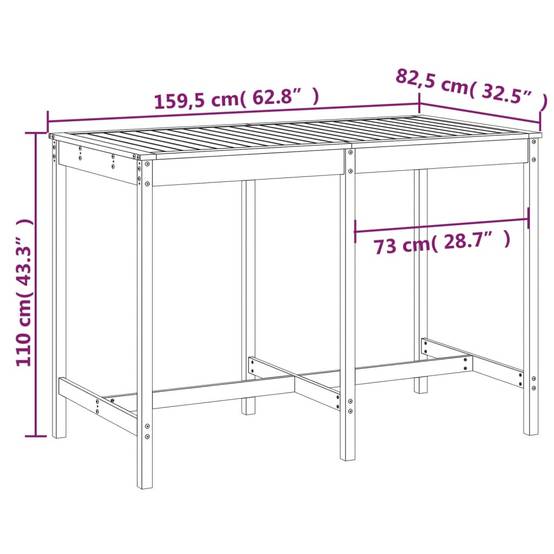 Table de jardin bois massif pin marron miel 159,5 x 82,5 x 110 cm - PANGIVO - Image 7