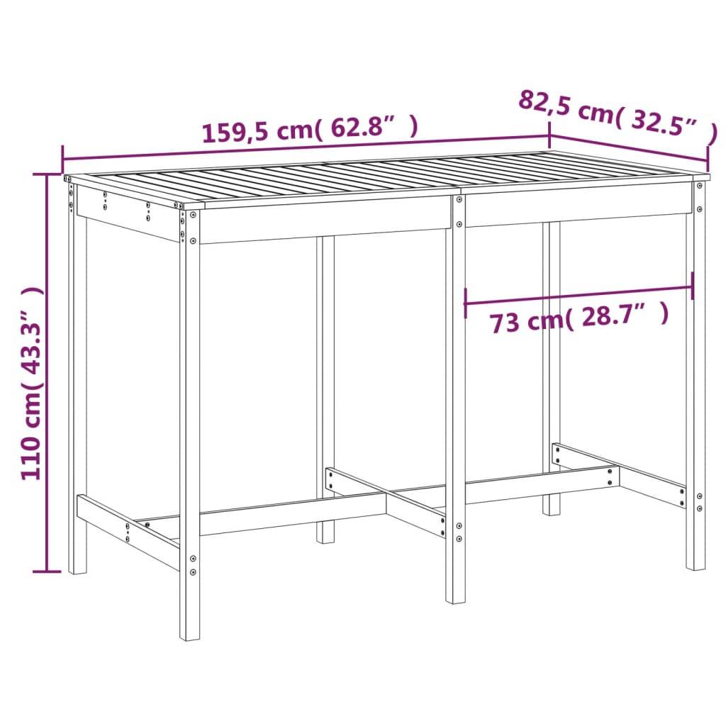 Table de jardin bois massif pin marron miel 159,5 x 82,5 x 110 cm - PANGIVO - Image 7
