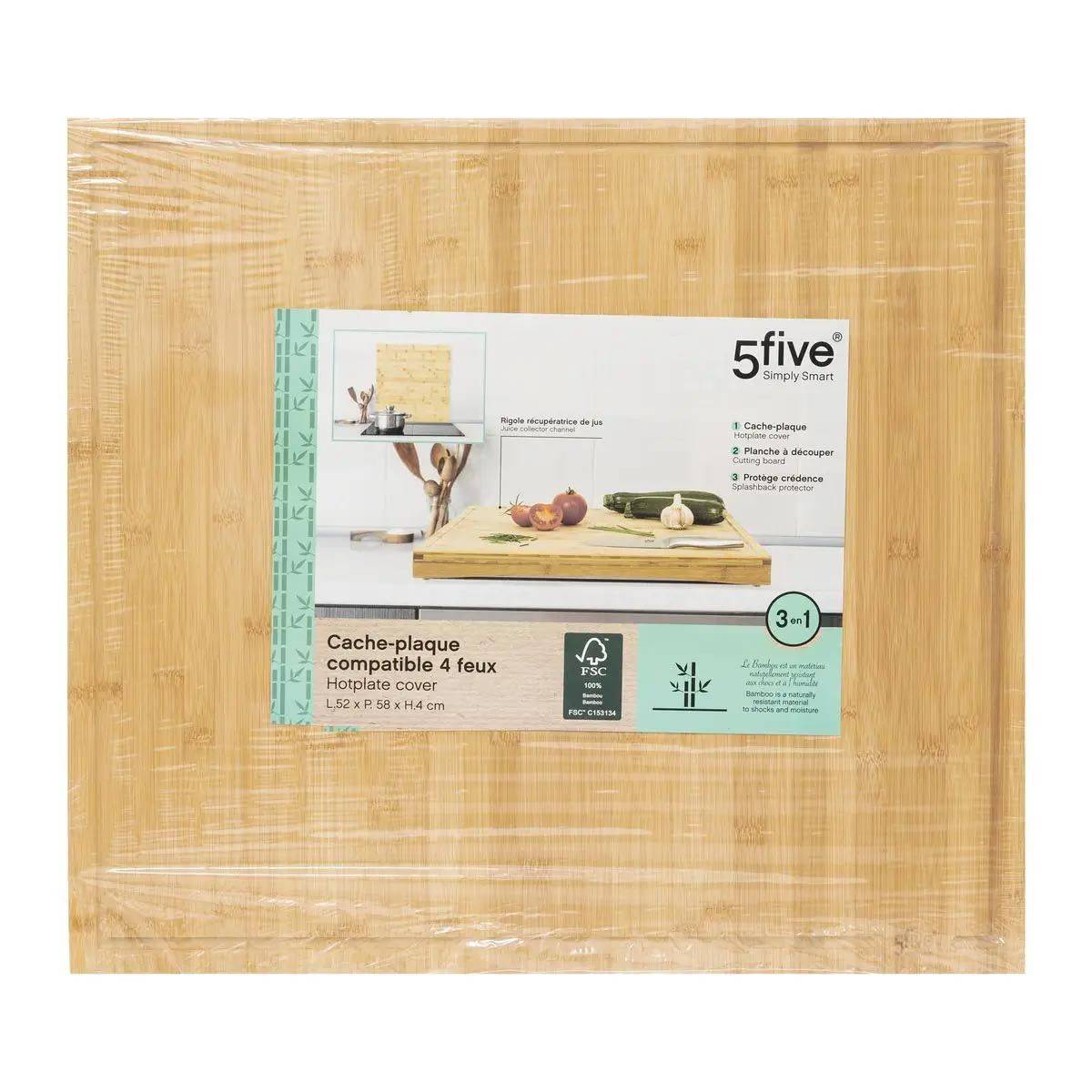Importdistrib - Cache plaque planche a découper 52x58cm en bambou Bois IMPORTDISTRIB - Imagen 7