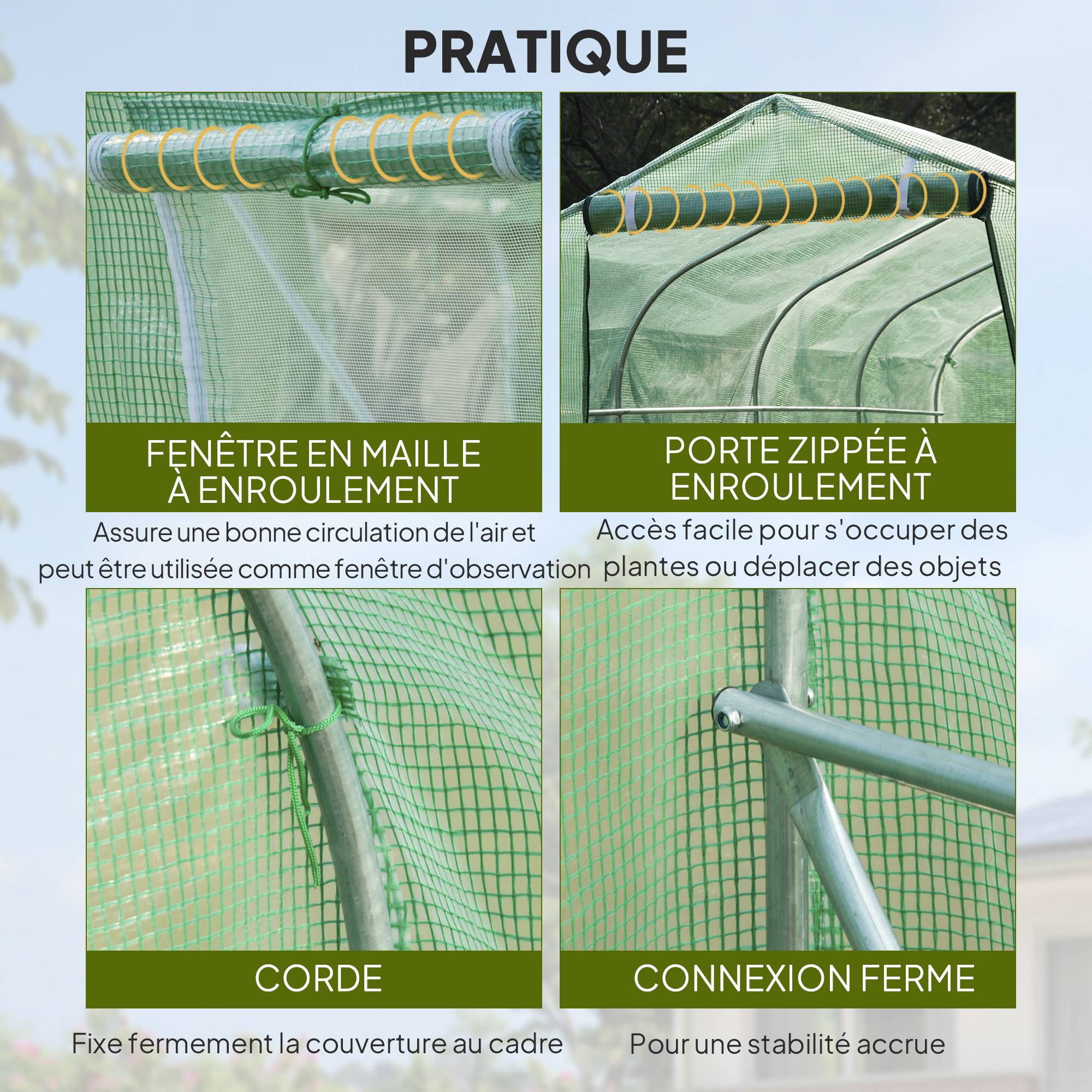 ComfortXL - Serre Tunnel de Jardin 6m² Fer Galvanisé 6 Fenêtres Vert 295x195x196cm - ComfortXL Outdoor Living - Image 8