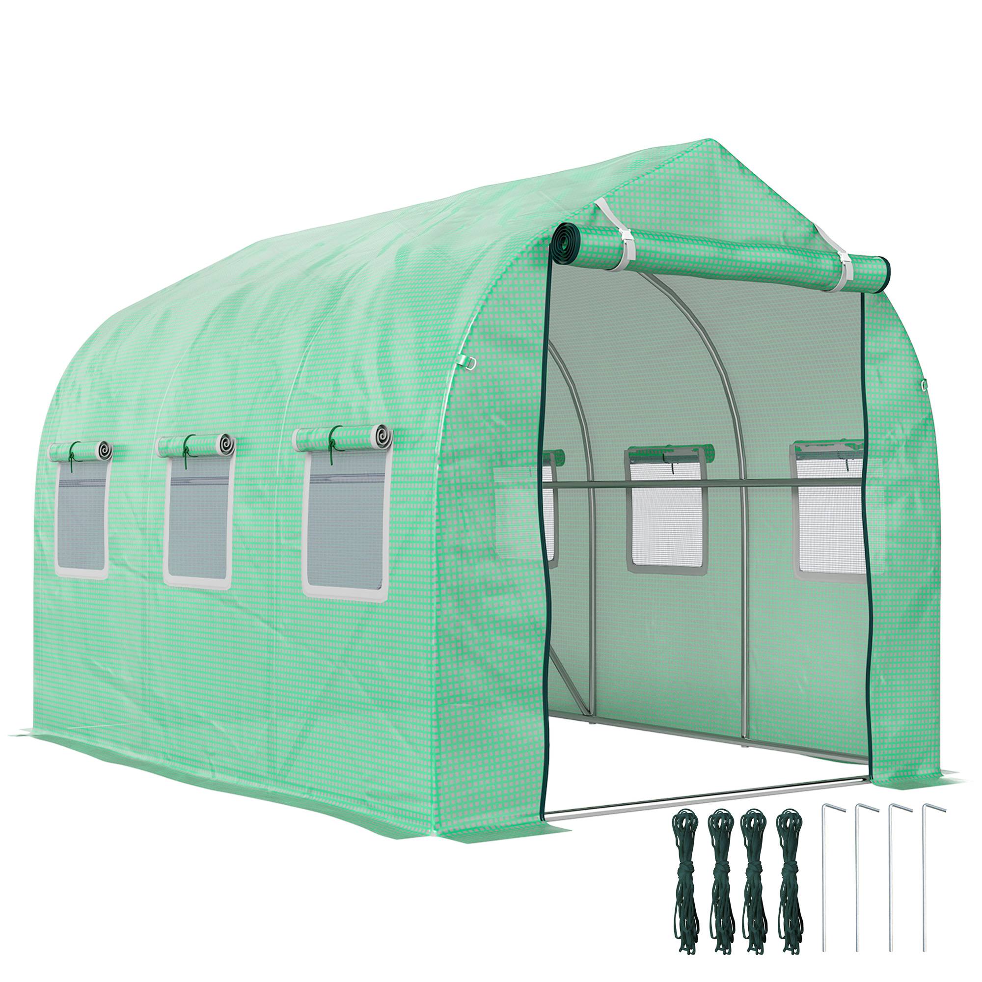 ComfortXL - Serre Tunnel de Jardin 6m² Fer Galvanisé 6 Fenêtres Vert 295x195x196cm - ComfortXL Outdoor Living - Image 1