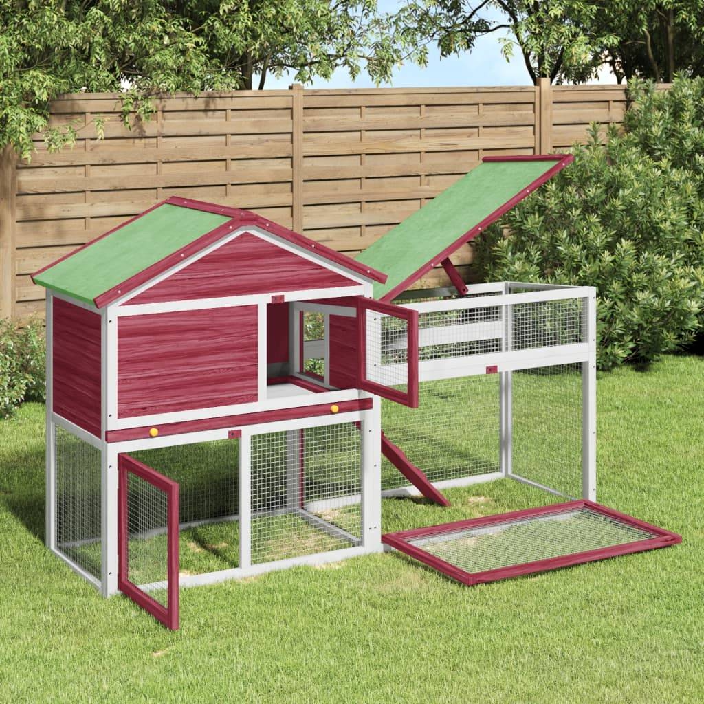 Vidaxl - Clapier rouge 185,5x60,5x109,5 cm bois de pin massif vidaXL 172279 - Image 1