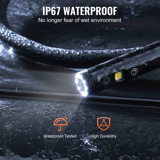 VEVOR Endoscope double objectif: 8+1 LED, ecran IPS 4.3, cable 15m semi-rigide, zoom 4X, 1080P, IP67, pour auto et plomberie. - Image 6