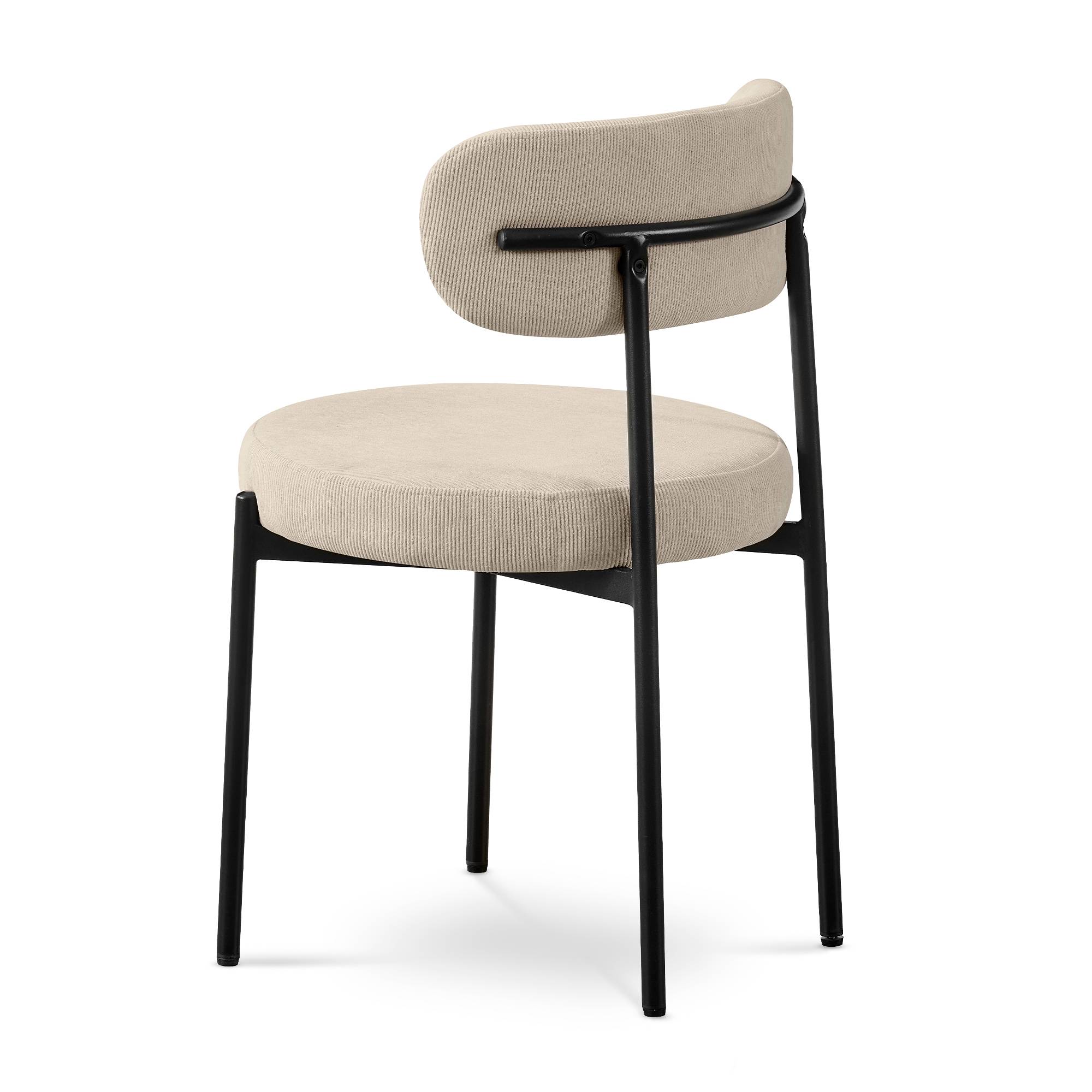 Sicaan Lot de 8 chaises rembourrées velours côtelé beige et pieds métal noir IRIS - Image 6