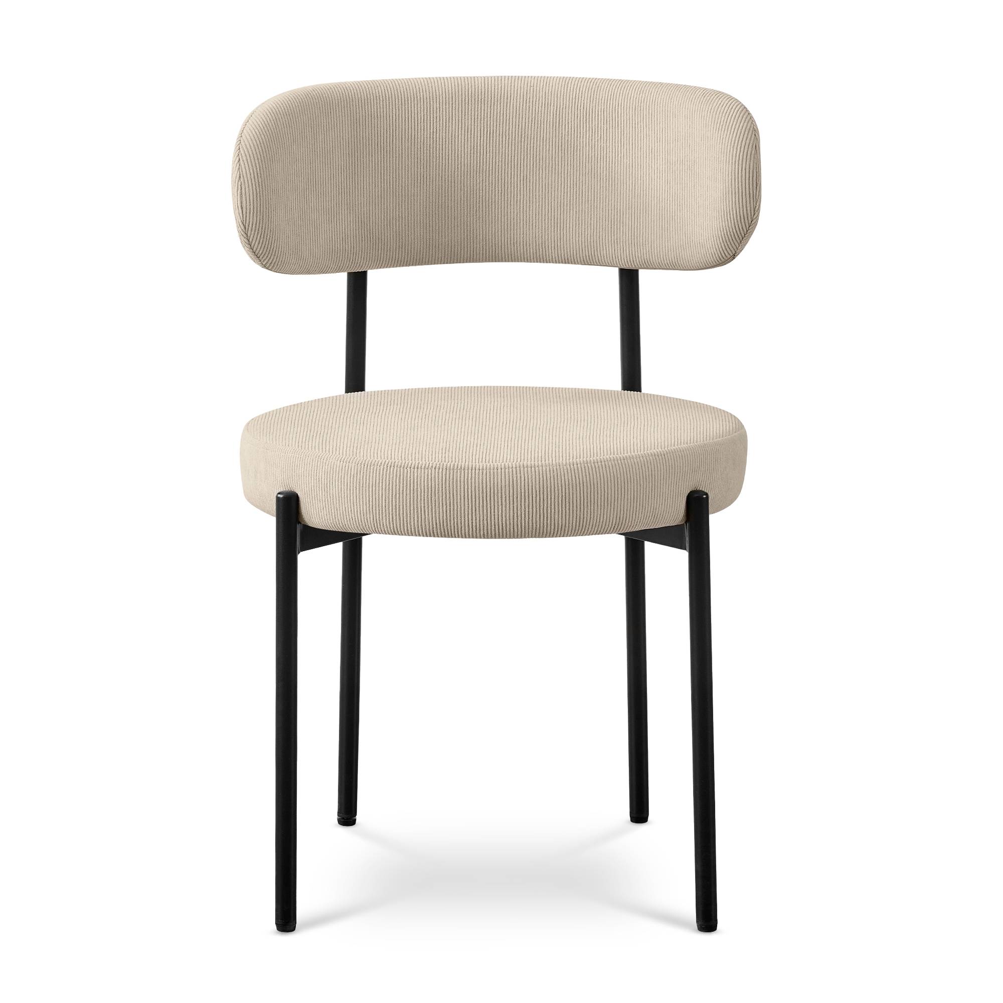 Sicaan Lot de 8 chaises rembourrées velours côtelé beige et pieds métal noir IRIS - Image 4