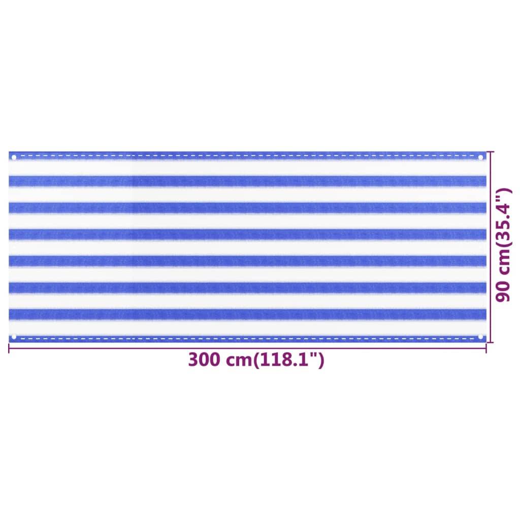 Helloshop26 - Écran de balcon brise pare vue protection confidentialité 90 x 300 cm PEHD bleu et blanc - Imagen 5