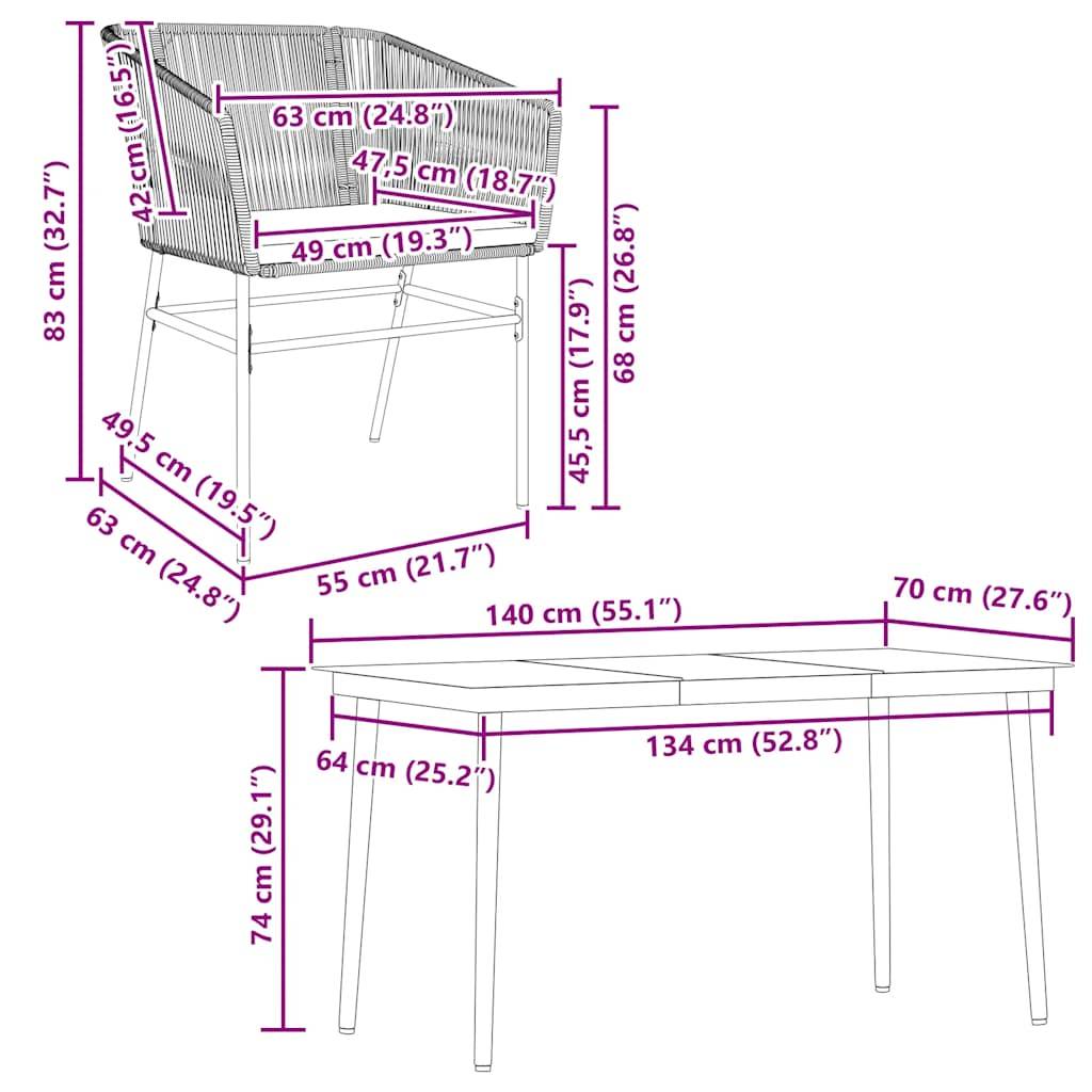Salon de Jardin 4 Personnes Résine Tressée Grise Table Rectangulaire 140cm Coussins – ComfortXL Outdoor Living - Image 10