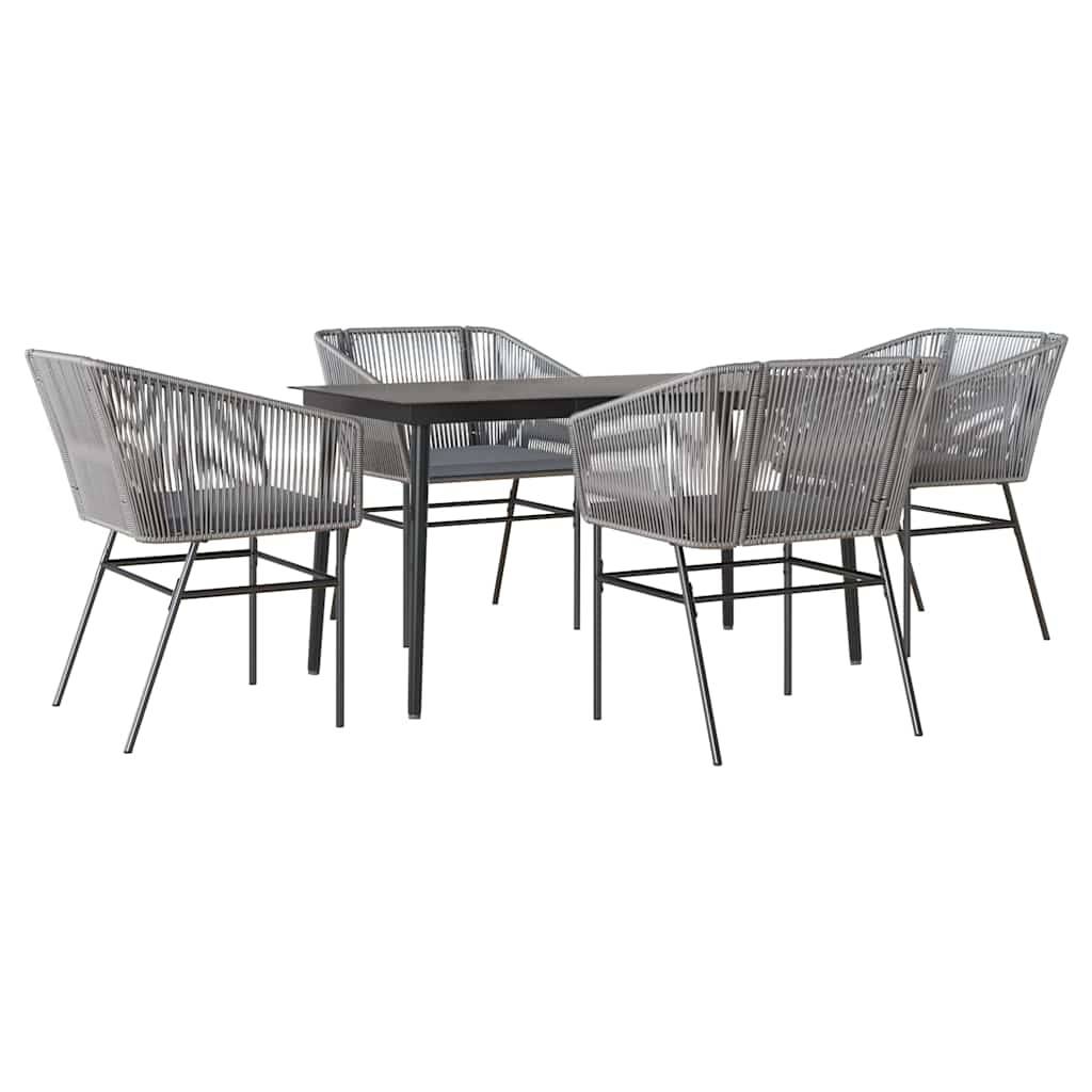Salon de Jardin 4 Personnes Résine Tressée Grise Table Rectangulaire 140cm Coussins – ComfortXL Outdoor Living - Image 2