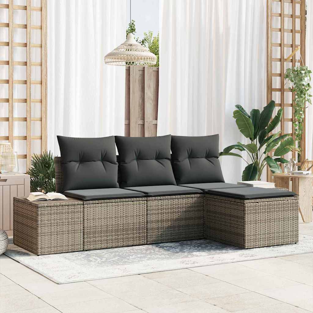 Vidaxl - Ensemble de canapé de jardin avec coussin 4 pcs Gris polyrotin vidaXL 3355678 - Image 1