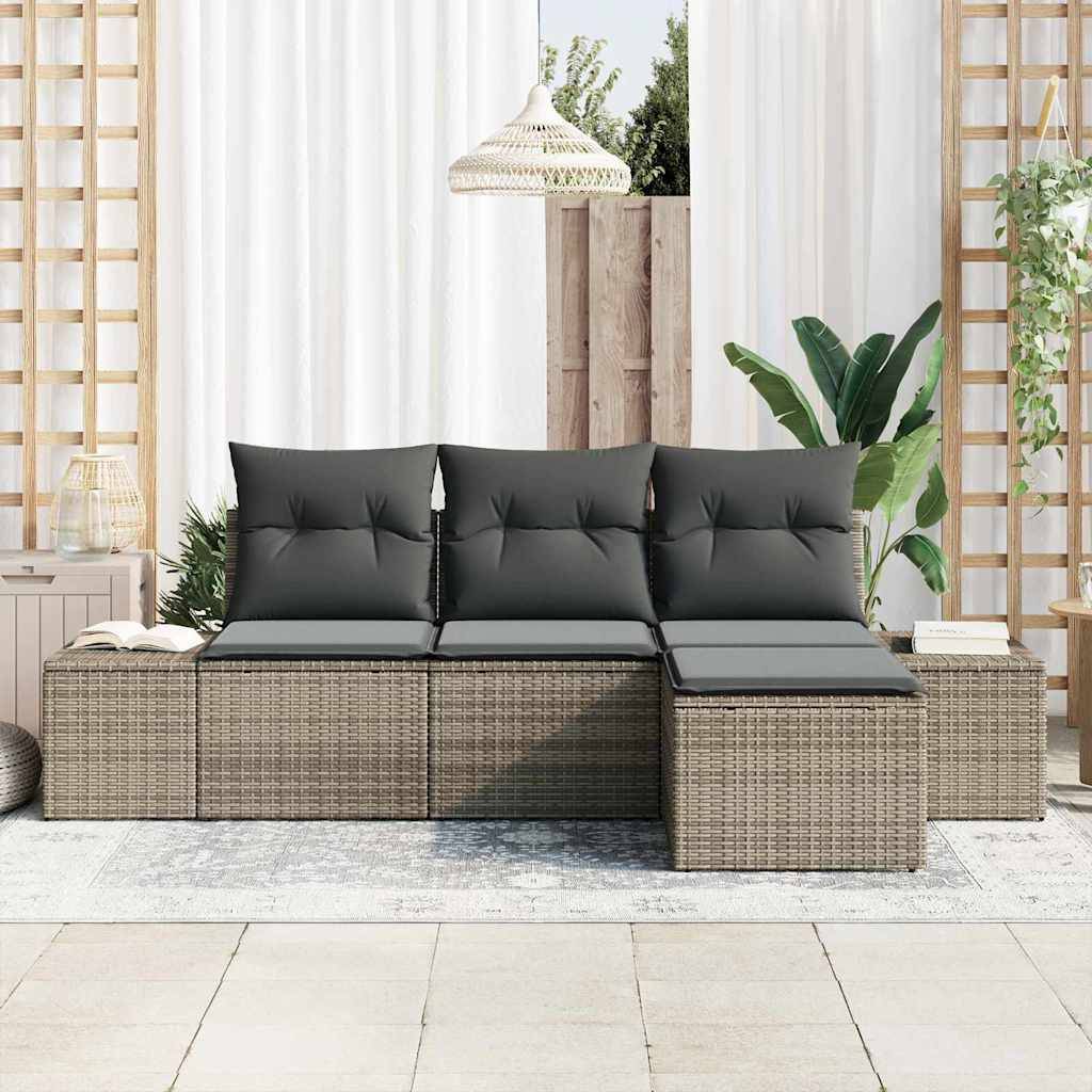 Vidaxl - Ensemble de canapé de jardin avec coussin 4 pcs Gris polyrotin vidaXL 3355678 - Image 4