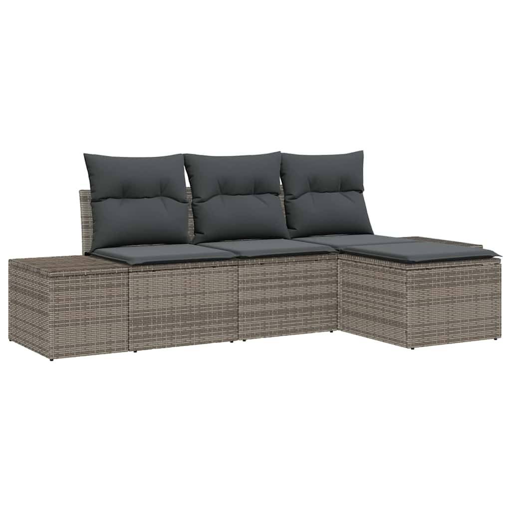 Vidaxl - Ensemble de canapé de jardin avec coussin 4 pcs Gris polyrotin vidaXL 3355678 - Image 2