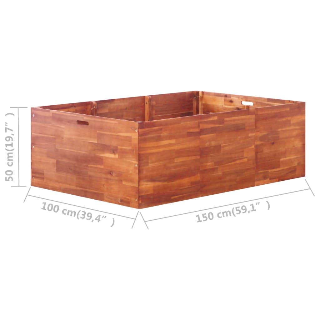 Helloshop26 - Jardinière lit surélevé plantes fleurs jardin 150 x 100 x 50 cm bois d'acacia - Imagen 6
