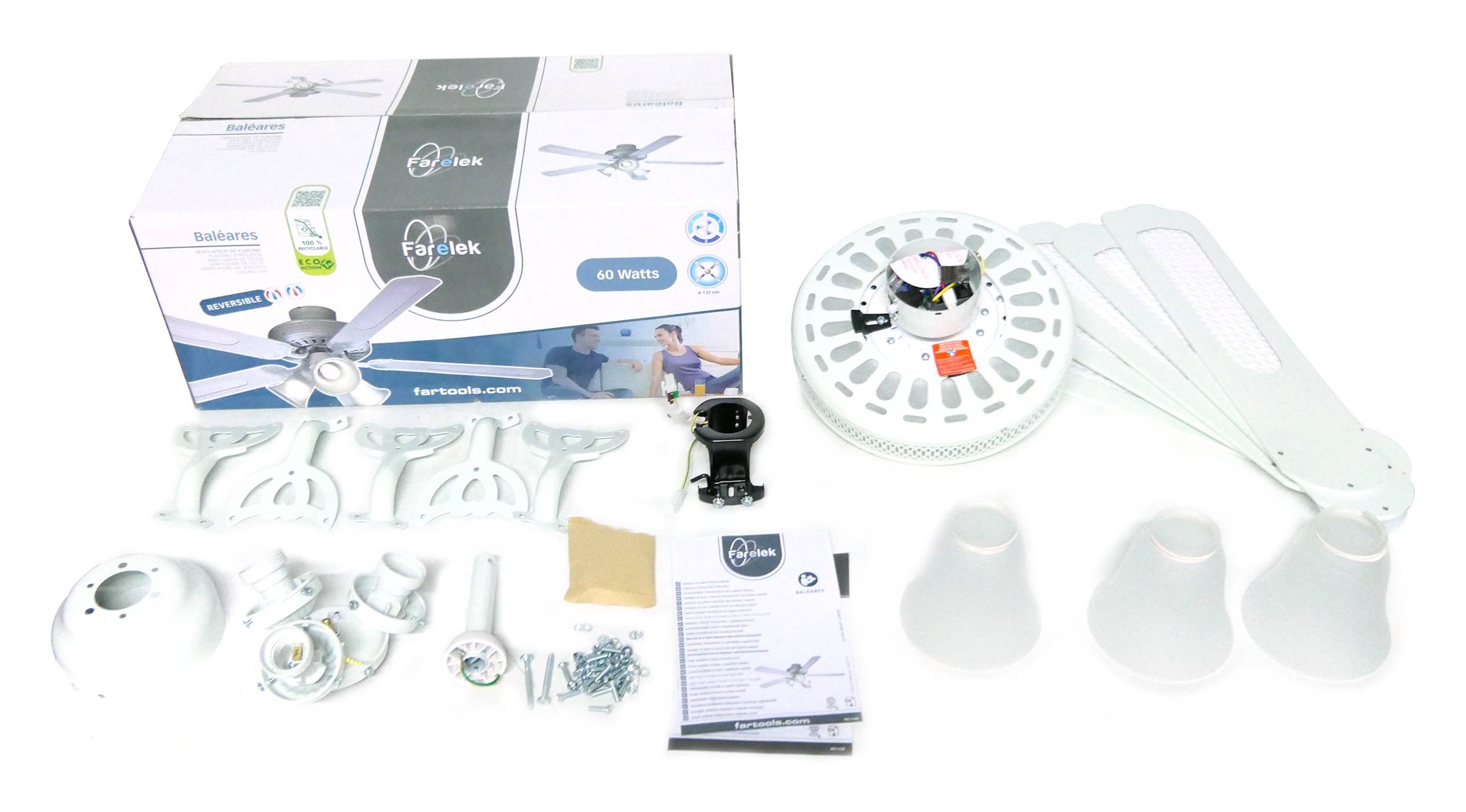 Ventilateur de plafond BALEARES Blanc 60W Ø132cm FARTOOLS - Image 5