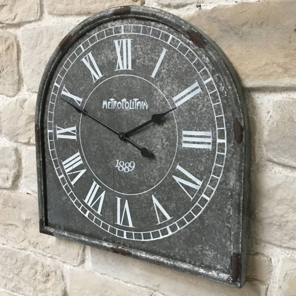 ~ Grande horloge murale décorative vintage salon cuisine métal gris 60cm Chemin de campagne - Imagen 4