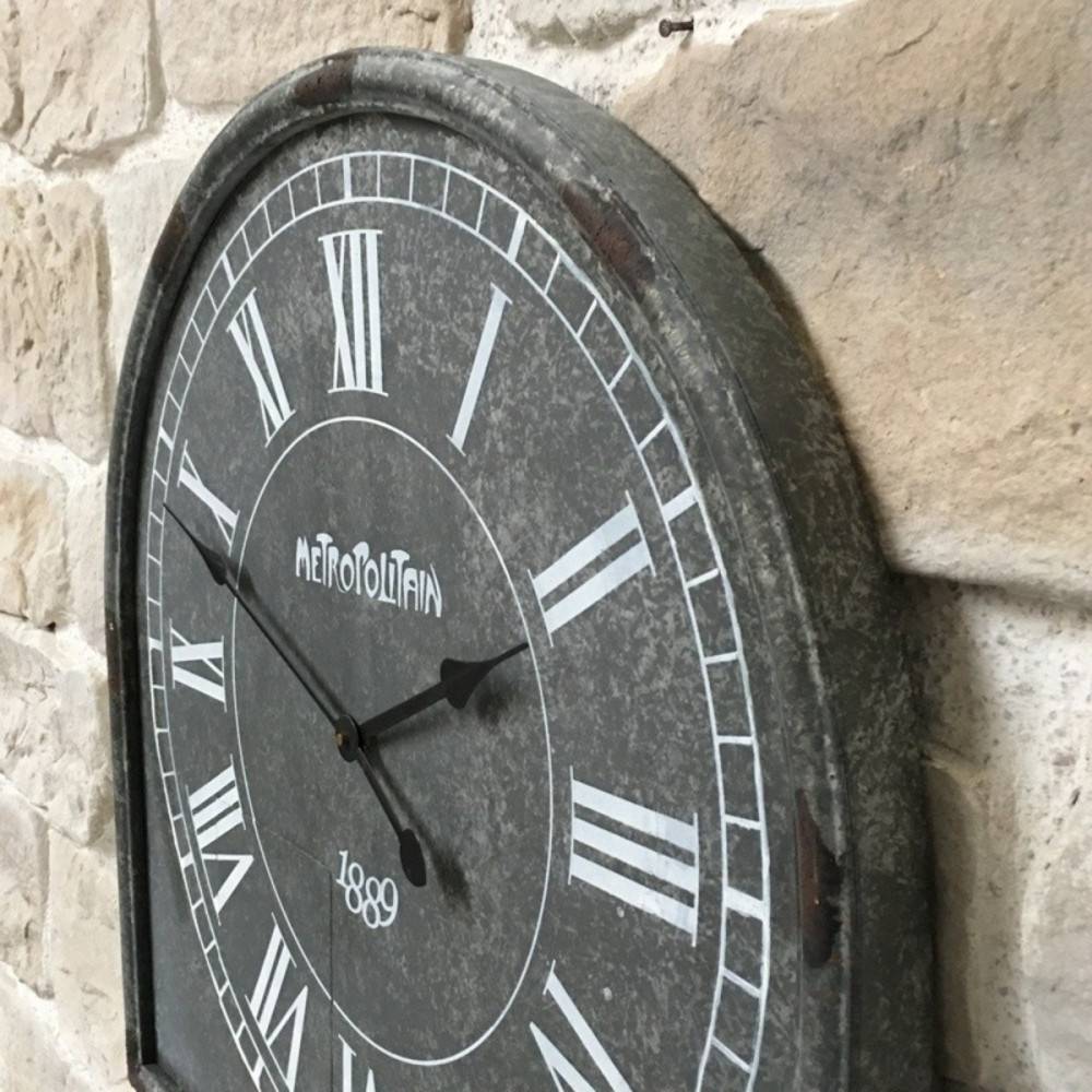 ~ Grande horloge murale décorative vintage salon cuisine métal gris 60cm Chemin de campagne - Imagen 5