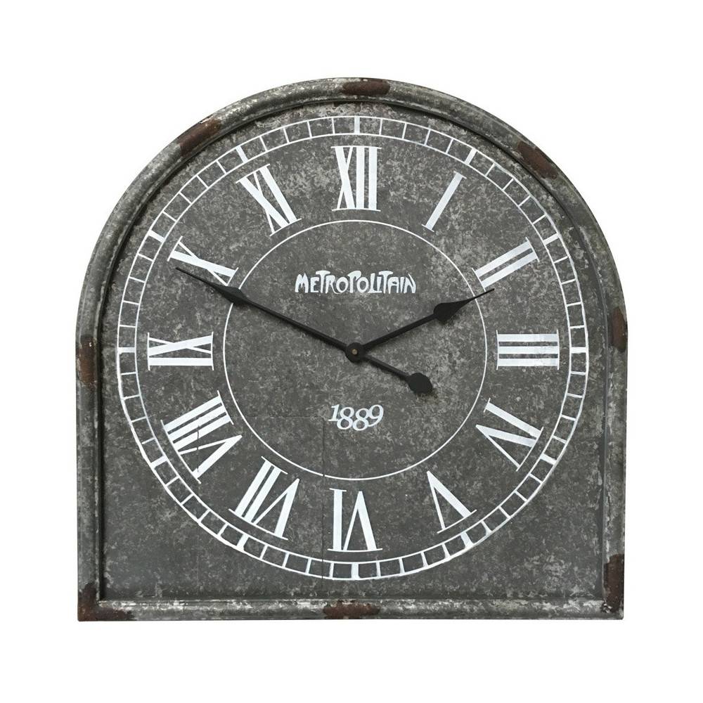 ~ Grande horloge murale décorative vintage salon cuisine métal gris 60cm Chemin de campagne - Imagen 1