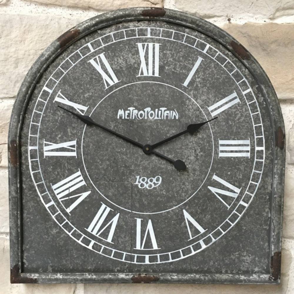 ~ Grande horloge murale décorative vintage salon cuisine métal gris 60cm Chemin de campagne - Imagen 3