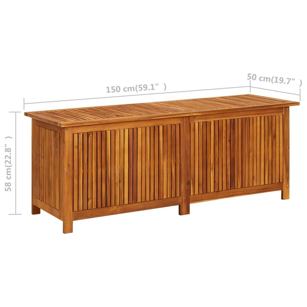 Helloshop26 - Coffre boîte meuble de jardin rangement 150 x 50 x 58 cm bois d'acacia solide - Imagen 8
