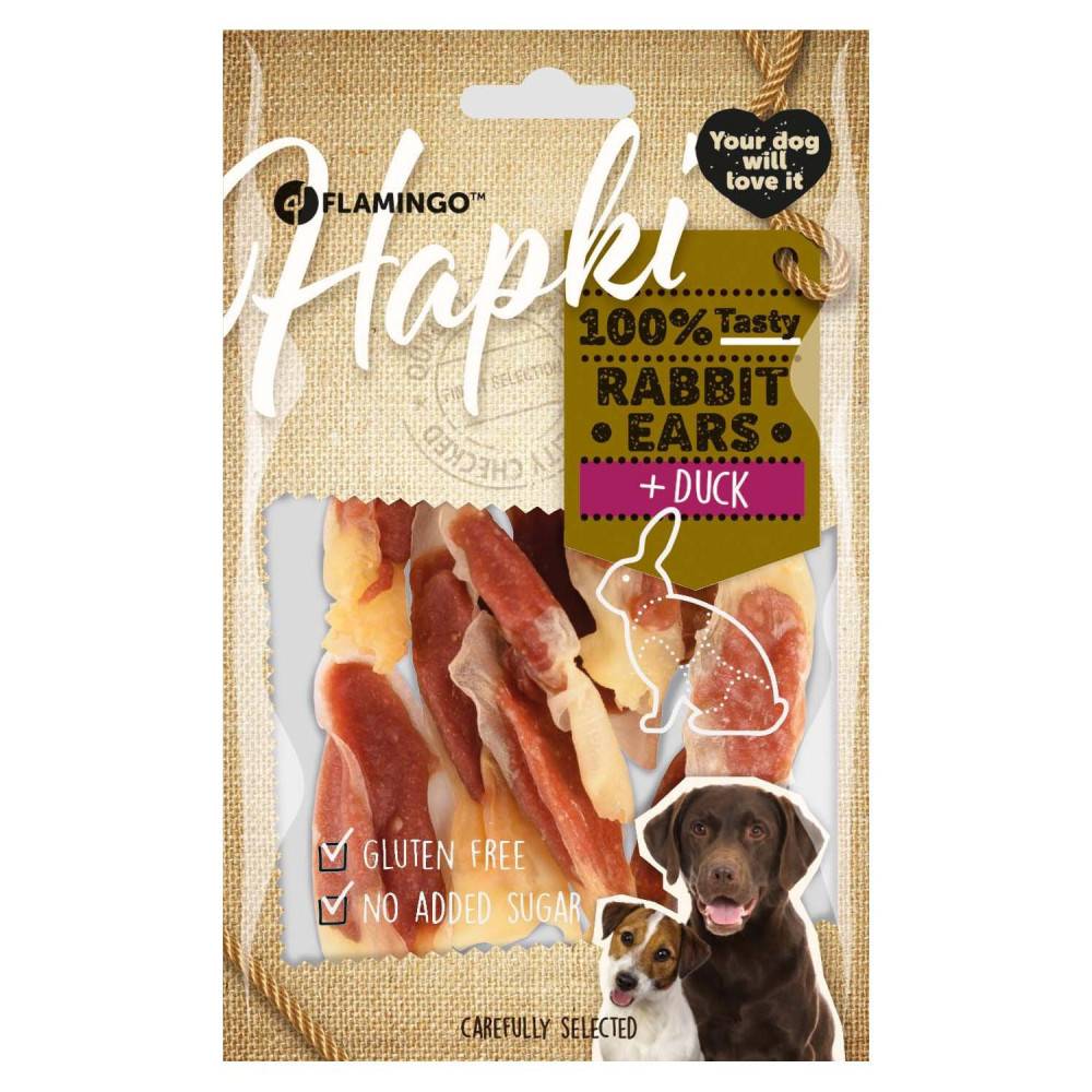 Friandise lamelles de lapin enveloppé de canard Hapki BBQ pour chien 85 g sans gluten - Imagen 3