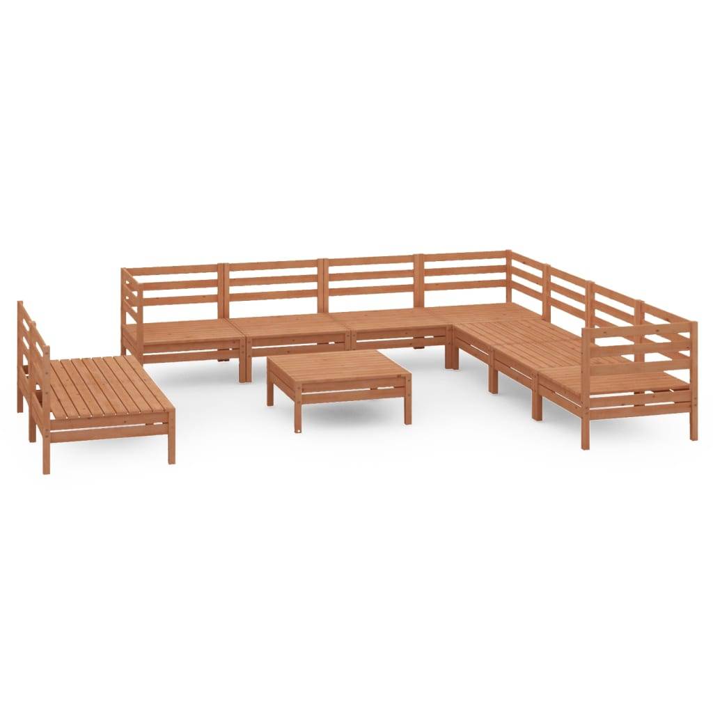 Helloshop26 - Salon de jardin meuble d'extérieur ensemble de mobilier 10 pièces bois de pin massif marron miel - Imagen 1
