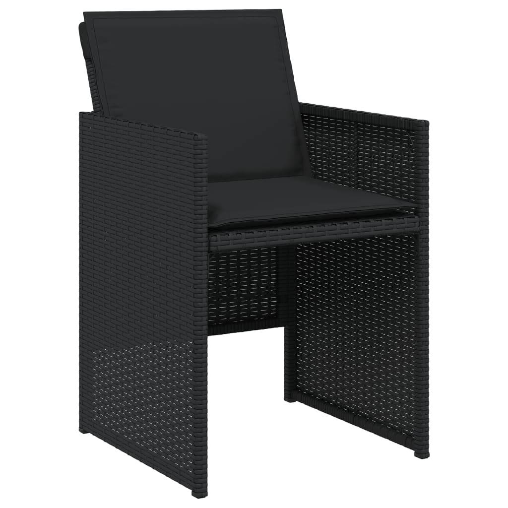 Chaises de jardin lot de 4 avec coussins noir résine tressée 50,5 x 54 x 79 cm - PANGIVO - Image 3