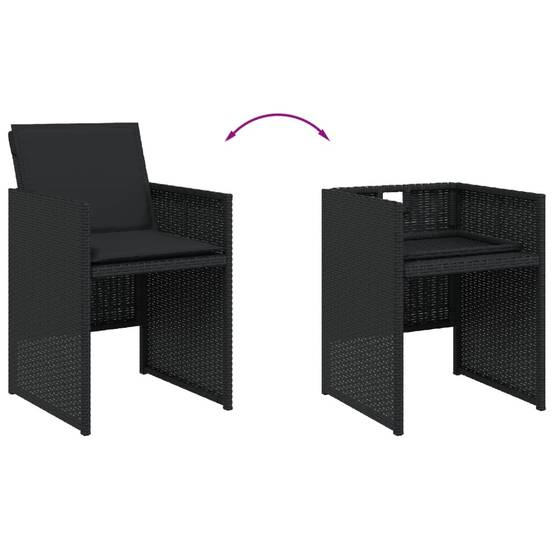 Chaises de jardin lot de 4 avec coussins noir résine tressée 50,5 x 54 x 79 cm - PANGIVO - Image 8