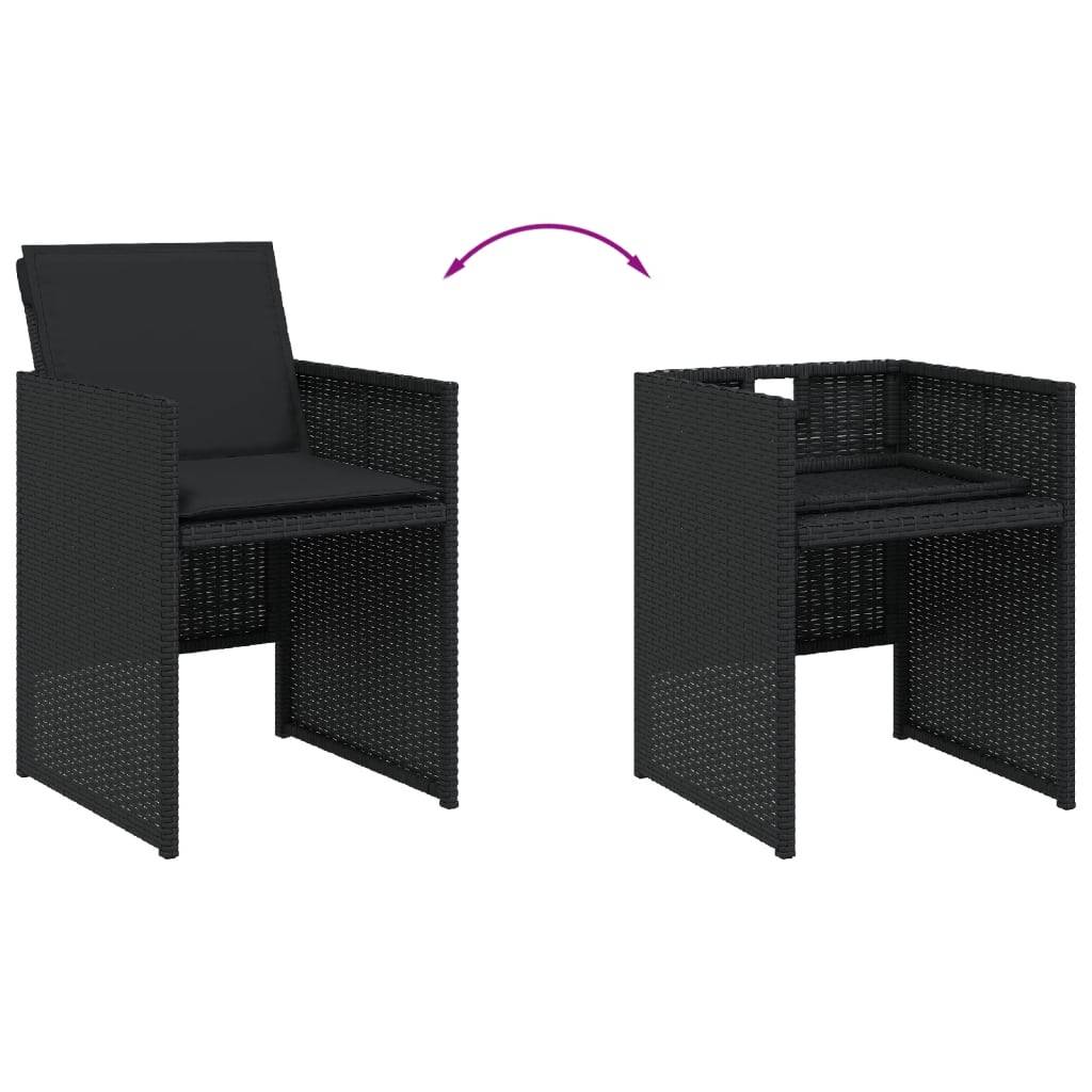 Chaises de jardin lot de 4 avec coussins noir résine tressée 50,5 x 54 x 79 cm - PANGIVO - Image 8