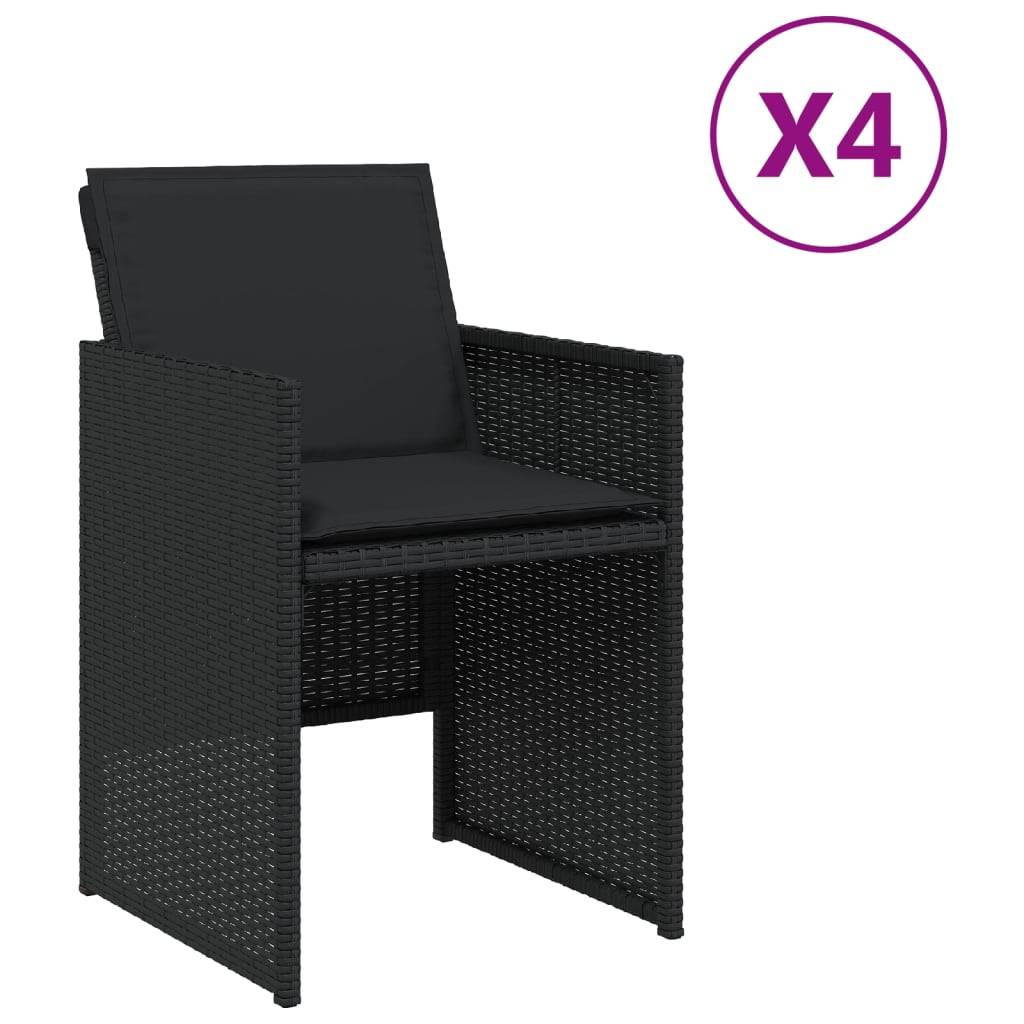 Chaises de jardin lot de 4 avec coussins noir résine tressée 50,5 x 54 x 79 cm - PANGIVO - Image 2