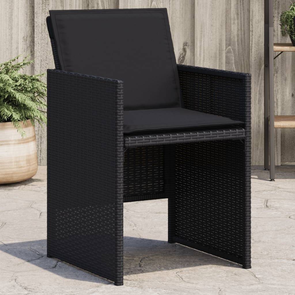 Chaises de jardin lot de 4 avec coussins noir résine tressée 50,5 x 54 x 79 cm - PANGIVO