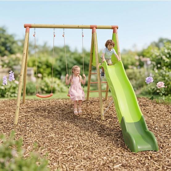 Balançoire en bois 2,30 m Topwood MILU - 4 enfants - Image 2